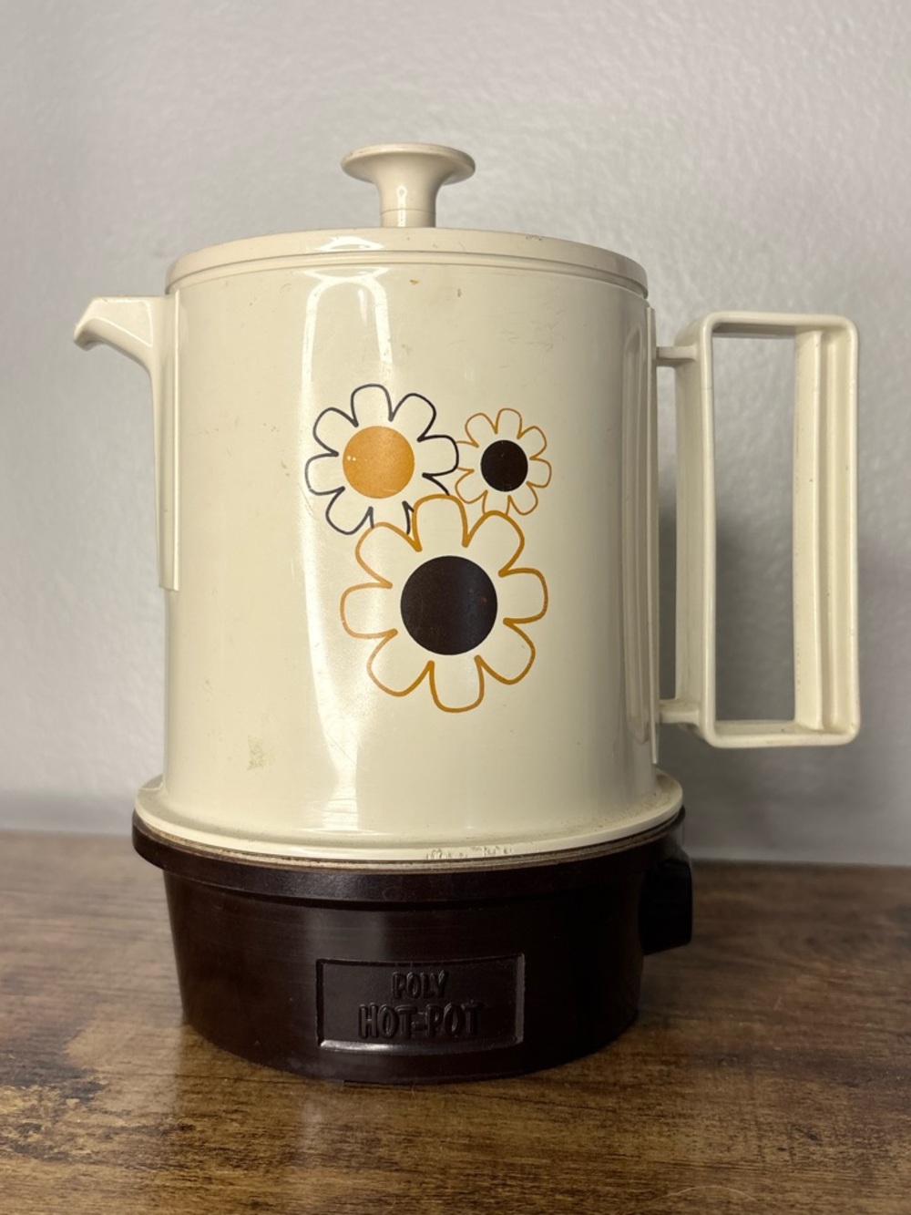 Vintage Floral Electric Hot Pot - Cream and Brown